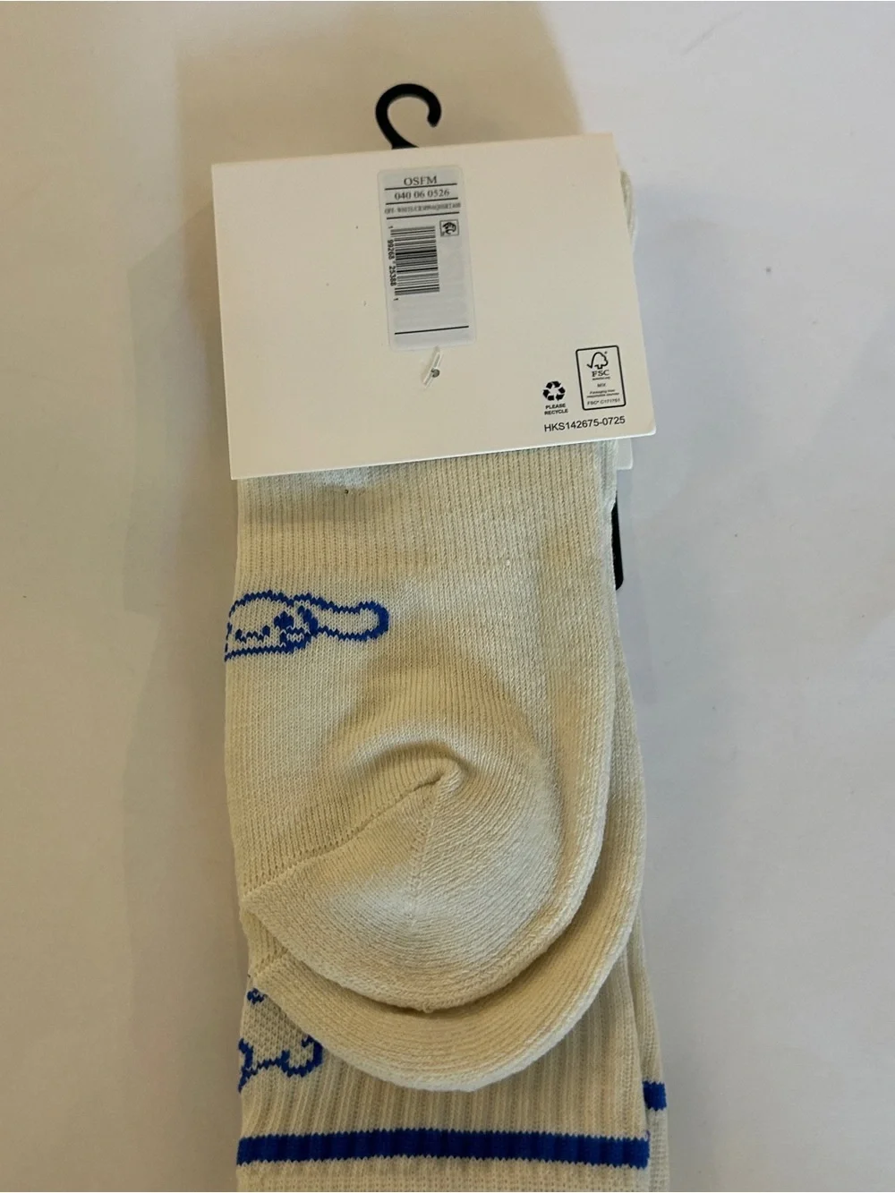Hello Kitty Friends Cream Crew Socks Blue Character Print Kawaii Sanrio 2-pack